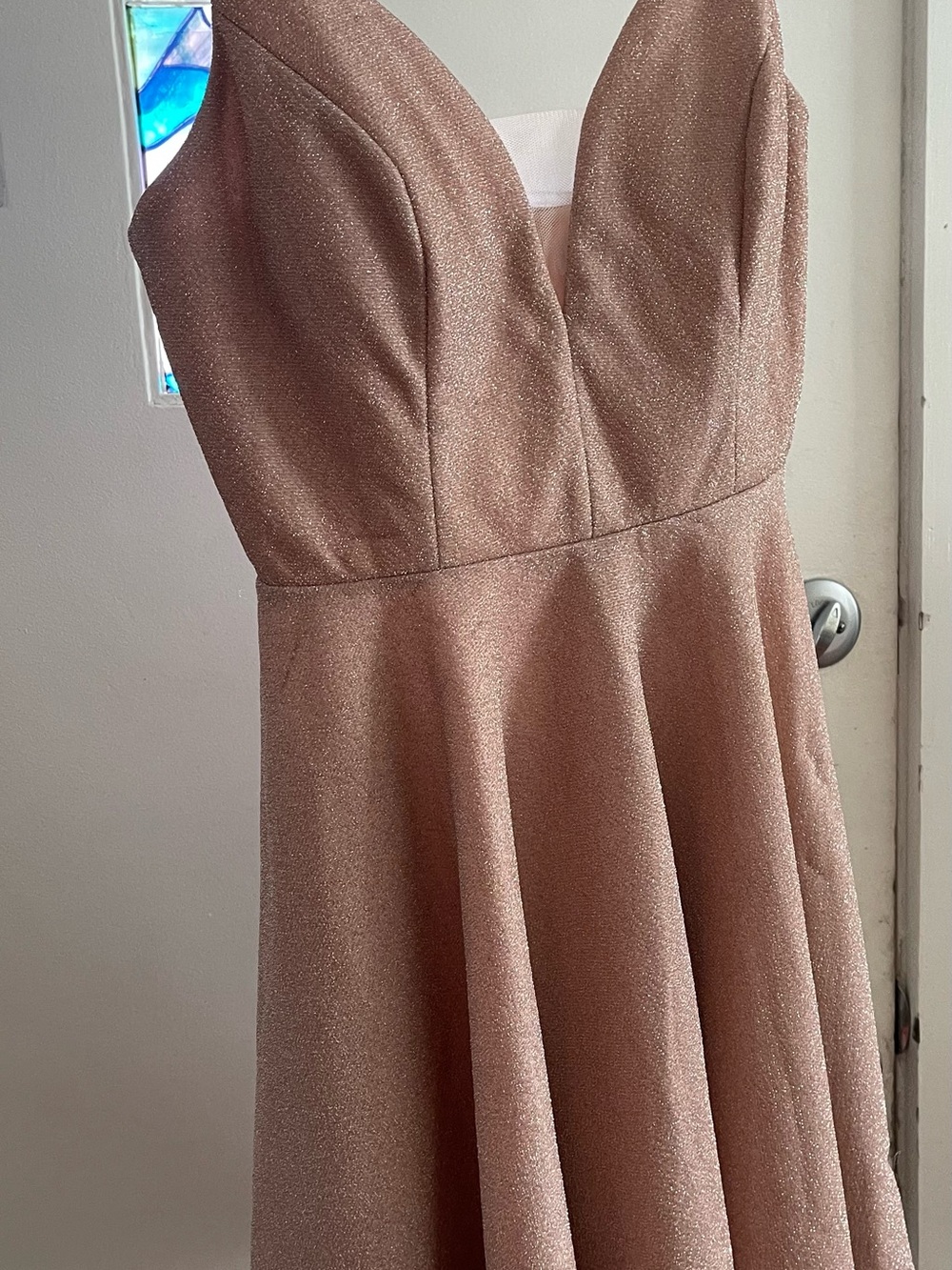 Ever Pretty Strapless Shimmery Rose Gold Fit-and-Flare Dress